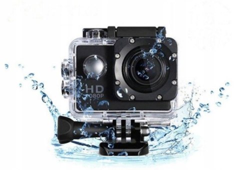 Kamerka Sportowa Full Hd 1080P 16Mp Wodoodporna 30M, Lcd 2 Etui I Uchwyty