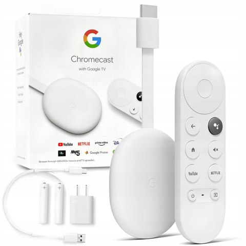 Odtwarzacz Google Chromecast 4.0 Z Google Tv, Hdr, Wi-Fi, Pilot Głosowy