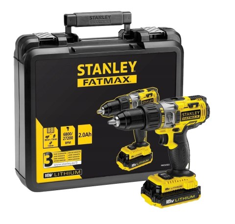 Udarowa Wiertarko-Wkrętarka Stanley Fatmax 18V 2X2,0Ah Zestaw 22-Pozycyjny