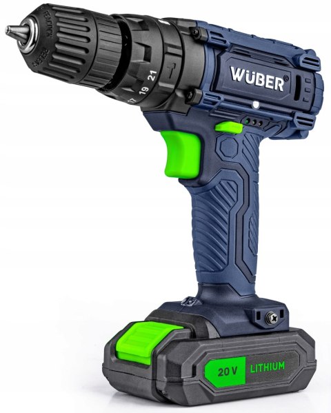 Udarowa Wiertarko-Wkrętarka Wuber 20V 2X Akumulator 2000Mah Led + Walizka