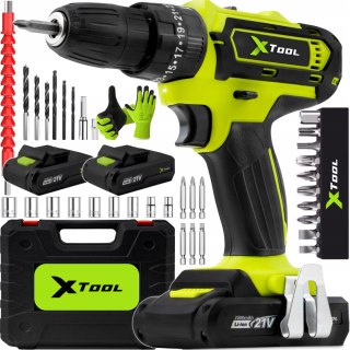 Udarowa Wiertarko-Wkrętarka Xtool 800W 2X Aku 21V Led, Bity, 25 Regulacji
