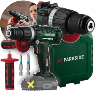 Wiertarko-Wkrętarka Udarowa Parkside 20-Li C3 20V 2-Bieg Led Bity, Bez Aku