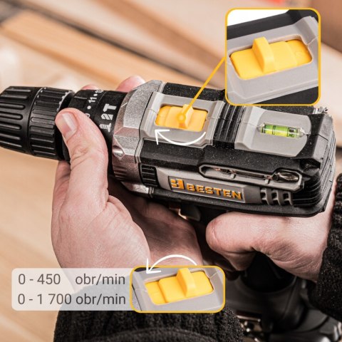 Wkrętarka Wiertarka-Udarowa 2Xaku 21V 2 Biegi 45Nm Led Nasadki Bity Walizka