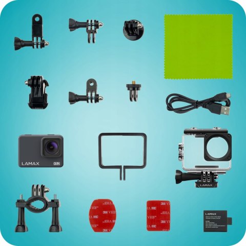 Wodoodporna Kamera Sportowa Lamax X3.2 12Mp 4K/30Fps 2 Ekran Etui 40M Led