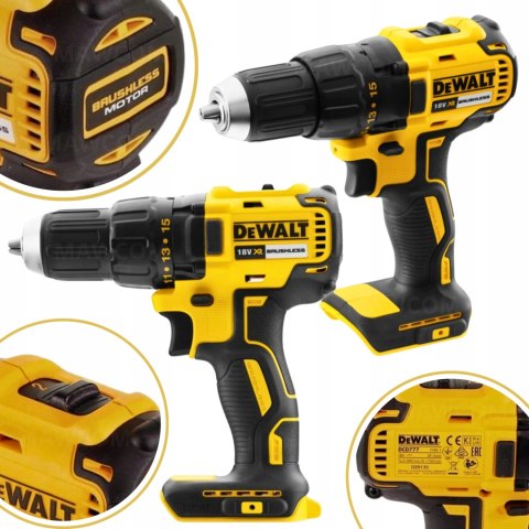 Akumulatorowa Wiertarko-Wkrętarka Dewalt Dcd777n 18V Xr 65Nm 2-Biegowa Led