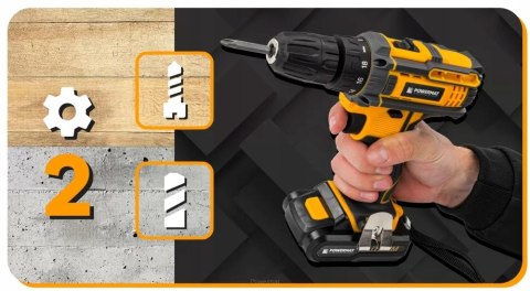 Akumulatorowa Wkrętarka 21V Powermat 2Xaku Led 18-P Regulacja Bitów Walizka