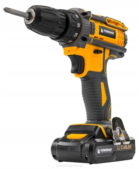 Akumulatorowa Wkrętarka 21V Powermat 2Xaku Led 18-P Regulacja Bitów Walizka