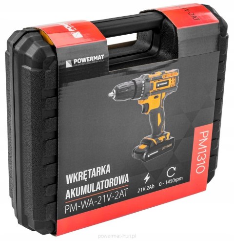 Akumulatorowa Wkrętarka 21V Powermat 2Xaku Led 18-P Regulacja Bitów Walizka