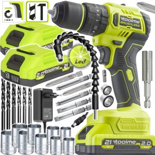 Bezszczotkowa Wiertrarka Udarowa 2X21v Toolme Tm030 - 2 Akumulatory W/Led