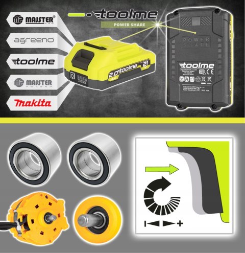 Bezszczotkowa Wiertrarka Udarowa 2X21v Toolme Tm030 - 2 Akumulatory W/Led