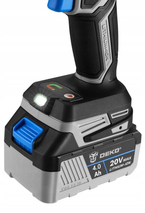 Udarowa Wiertarko-Wkrętarka Deko 20V 120 Nm Z Akum. 4,0Ah, Stacją I Torbą