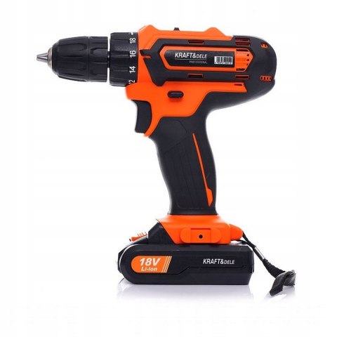 Wiertarko-Wkrętarka Kraft&Dele 18V Li-Ion Z Akumulatorem, Led, 2 Biegi