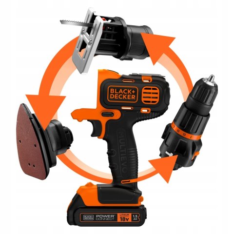 Wiertarko-Wkrętarka Multievo 18V 2X1,5Ah 10 Ustawień + Walizka Black Decker