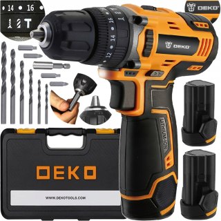 Wiertarko-Wkrętarka Udarowa Deko 12V 2X Aku Led, 18+1 Moment, Ze Zestawem