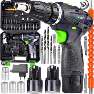 Wiertarko-Wkrętarka Wuber 18V 2Xaku: Nasadki, Wiertła, Bity, Led, Walizka