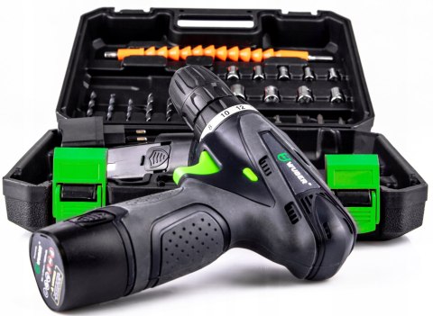 Wiertarko-Wkrętarka Wuber 18V 2Xaku: Nasadki, Wiertła, Bity, Led, Walizka