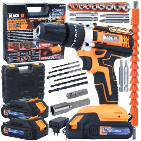 Wkrętarka Udarowa 12V 2X2000mah Li-Ion 25-St Sprzęgło Z Walizką - Black