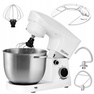BIAŁY ROBOT KUCHENNY ZEEGMA 15W1 1500W 5,2L 10 TRYBÓW, ROTACJA PLANETARNA
