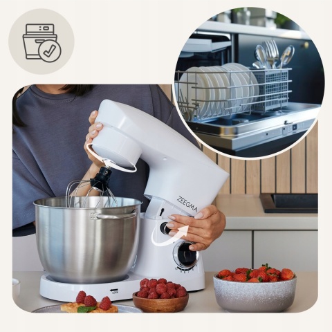 BIAŁY ROBOT KUCHENNY ZEEGMA 15W1 1500W 5,2L 10 TRYBÓW, ROTACJA PLANETARNA