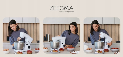 BIAŁY ROBOT KUCHENNY ZEEGMA 15W1 1500W 5,2L 10 TRYBÓW, ROTACJA PLANETARNA