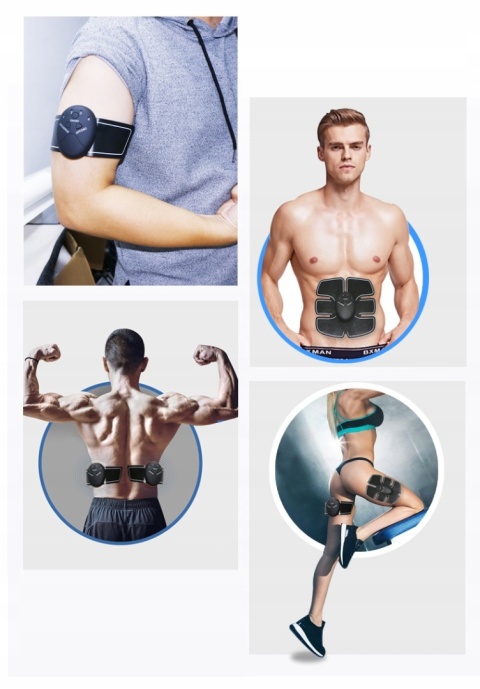 ELEKTROSTYMULATOR EMS MIĘŚNI BRZUCHA PLECÓW NÓG POŚLADKÓWRAMION MASAŻER 3X