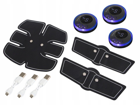 ELEKTROSTYMULATOR EMS MIĘŚNI BRZUCHA PLECÓW NÓG POŚLADKÓWRAMION MASAŻER 3X