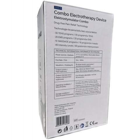 ELEKTROSTYMULATOR MIĘŚNI I NERWÓW TENS EMS 60 PROGRAMÓW ALPHA