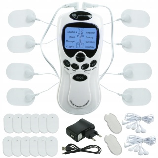 ELEKTROSTYMULATOR MIĘŚNI I NERWÓW TENS EMS ZESTAW ELEKTRODY PADY 2 KANAŁY