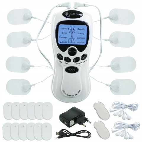 ELEKTROSTYMULATOR MIĘŚNI I NERWÓW TENS EMS ZESTAW ELEKTRODY PADY 2 KANAŁY