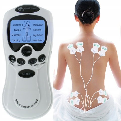 ELEKTROSTYMULATOR MIĘŚNI I NERWÓW TENS EMS ZESTAW ELEKTRODY PADY 2 KANAŁY