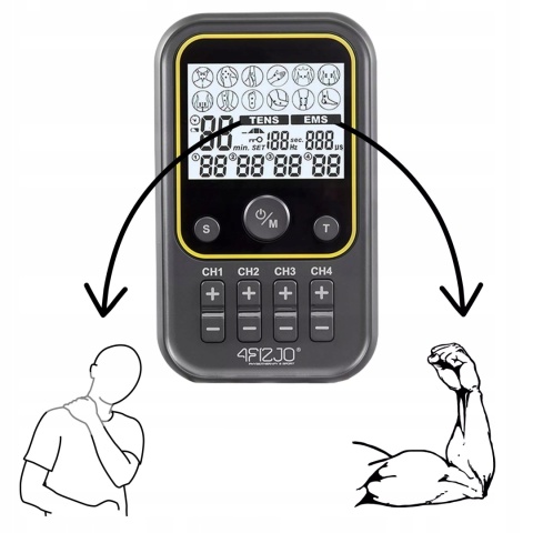 ELEKTROSTYMULATOR TENS EMS PRO + MASAŻ MIĘŚNI STYMULACJA ELEKTROTERAPIA
