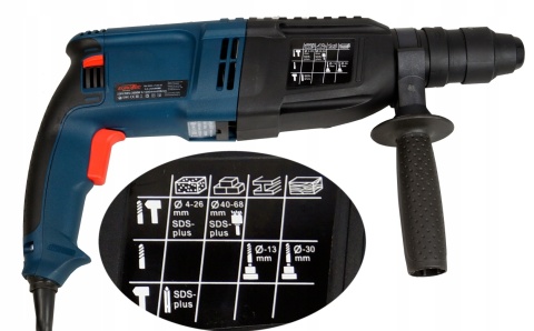 EUROTEC MŁOTOWIERTARKA 2602 2600W SDS+ 4 TRYBY PRACY DWIE GŁOWICE Z WALIZKĄ