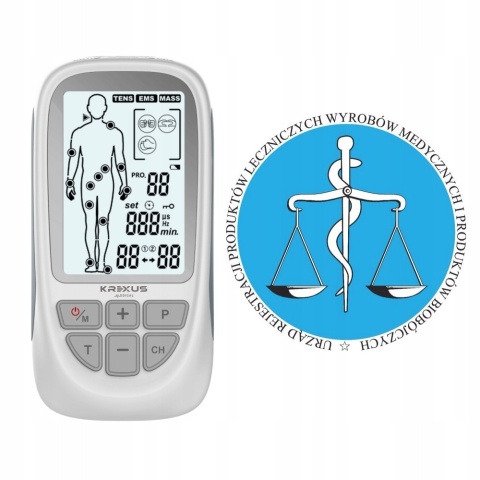 Elektrostymulator mięśni nerwów TENS EMS MASAŻ 73 Programy, Wysoka Jakość