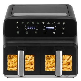 FRYTKOWNICA BEZTŁUSZCZOWA DWUKOMOROWA 8L 2500W LED AIR FRYER 10 PROGRAMÓW