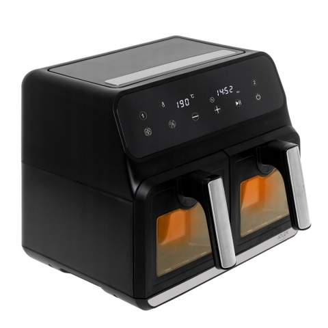 FRYTKOWNICA BEZTŁUSZCZOWA DWUKOMOROWA 8L 2500W LED AIR FRYER 10 PROGRAMÓW