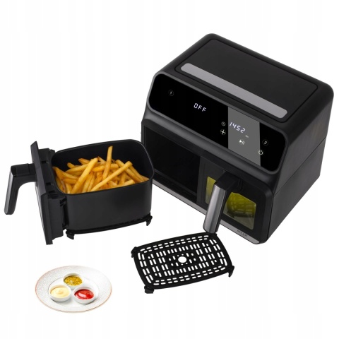 FRYTKOWNICA BEZTŁUSZCZOWA DWUKOMOROWA 8L 2500W LED AIR FRYER 10 PROGRAMÓW