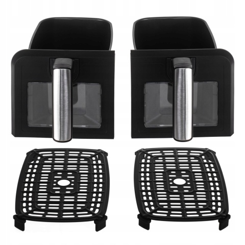 FRYTKOWNICA BEZTŁUSZCZOWA DWUKOMOROWA 8L 2500W LED AIR FRYER 10 PROGRAMÓW