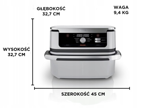 FRYTKOWNICA BEZTŁUSZCZOWA NINJA AF500EUWH 10,4L 2470W DUALZONE 7 PROGRAMÓW