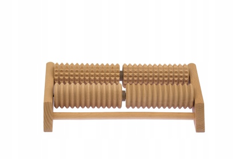 MASAŻER DO STÓP DREWNIANY ROLLER DWURZĘDOWY MASAŻ DREWNO NATURALNE, 4 ROLKI