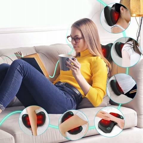 MASAŻER SHIATSU PODUSZKA MASUJĄCA DO CIAŁA KARKU STÓP ŁADOWARKA SAMOCHODOWA