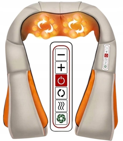 MASAŻER SZYI KARKU PLECÓW SHIATSU PODGRZEWANY MASUJĄCY ROZLUŹNIAJĄCY