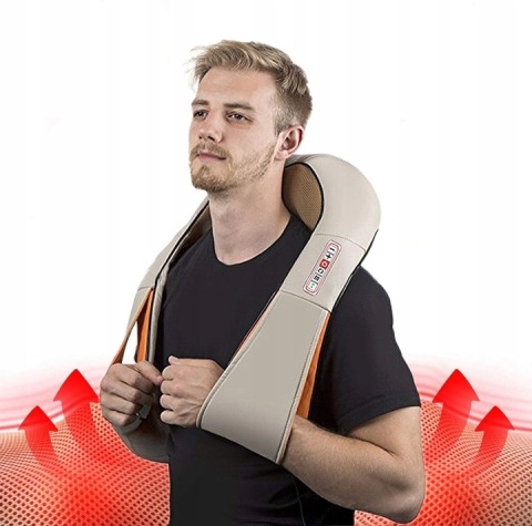 MASAŻER SZYI KARKU PLECÓW SHIATSU PODGRZEWANY MASUJĄCY ROZLUŹNIAJĄCY