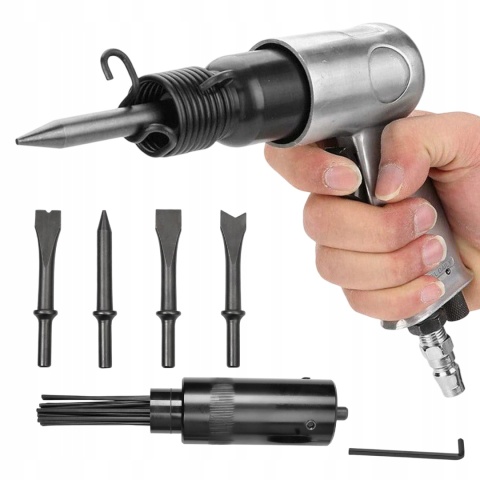 PNEUMATYCZNY MŁOT UDAROWY DO USUWANIA RDZY, 4 CZĘŚCI ZESTAW, STOP ALUMINIUM