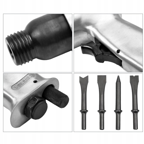 PNEUMATYCZNY MŁOT UDAROWY DO USUWANIA RDZY, 4 CZĘŚCI ZESTAW, STOP ALUMINIUM