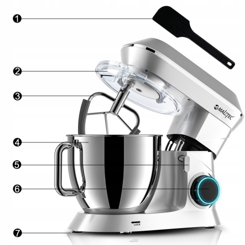 ROBOT KUCHENNY MALTEC MIKSER PLANETARNY MOC 2200W 6,5L 6 PRĘDKOŚCI + GRATIS