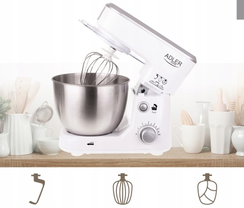 ROBOT PLANETARNY ADLER 4216 1000W 6 PRĘDKOŚCI 3 MIESZADŁA DUŻA MISA 4L