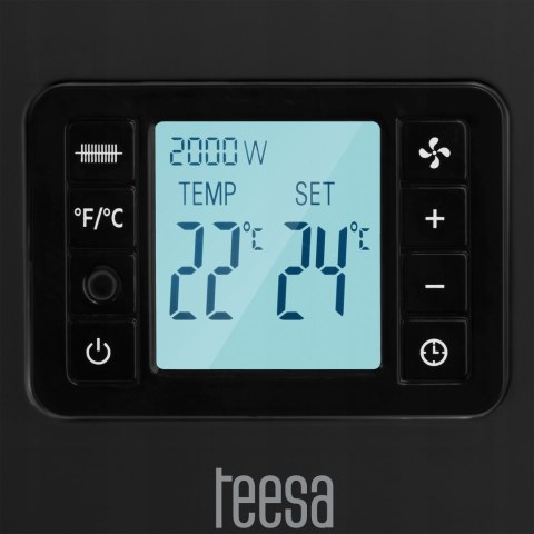 Grzejnik konwektorowy Teesa 2000 W, termostat, timer, pilot, czarny
