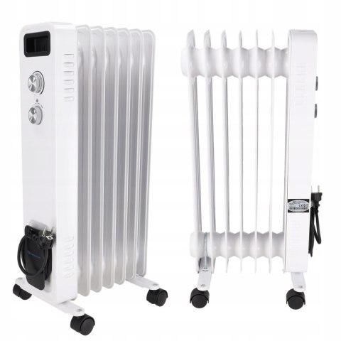 Kompaktowy Grzejnik Olejowy Dedra: 1500W, 7 Żeber, Termostat, Kółka, Bezpieczny