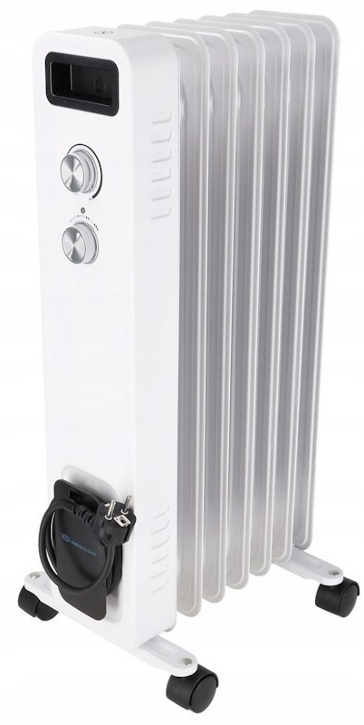 Kompaktowy Grzejnik Olejowy Dedra: 1500W, 7 Żeber, Termostat, Kółka, Bezpieczny