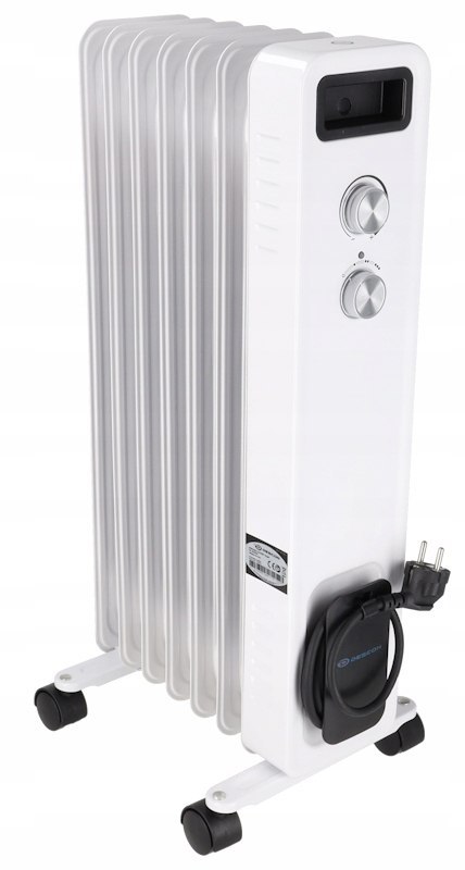 Kompaktowy Grzejnik Olejowy Dedra: 1500W, 7 Żeber, Termostat, Kółka, Bezpieczny